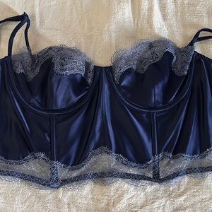 Victoria's Secret Navy Satin Lace Bustier